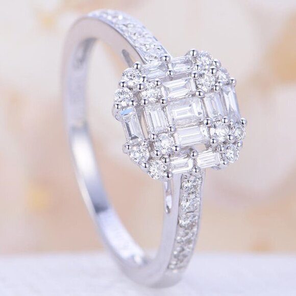 💝 Wedding/Engagement Square Classical Cubic Silver Ring for Women, VIP194 - Picture 1 of 7